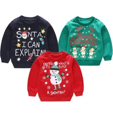 Для новорожденных, младенцев Одежда для детей; малышей; девочек футболки с длинными рукавами для мальчиков с изображениями героев мультфильмов, Рождественская тематика, принт пуловер, топы, блузка на осень наборы свитшотов