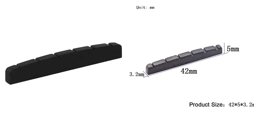 Description Picture 5 of itemGraph Tech PT-5042-00 TUSQ Nut XL 42mm Pre-Slotted Flat Bottom Guitar Nut for FD Strat Electric Guitar Accessories Black