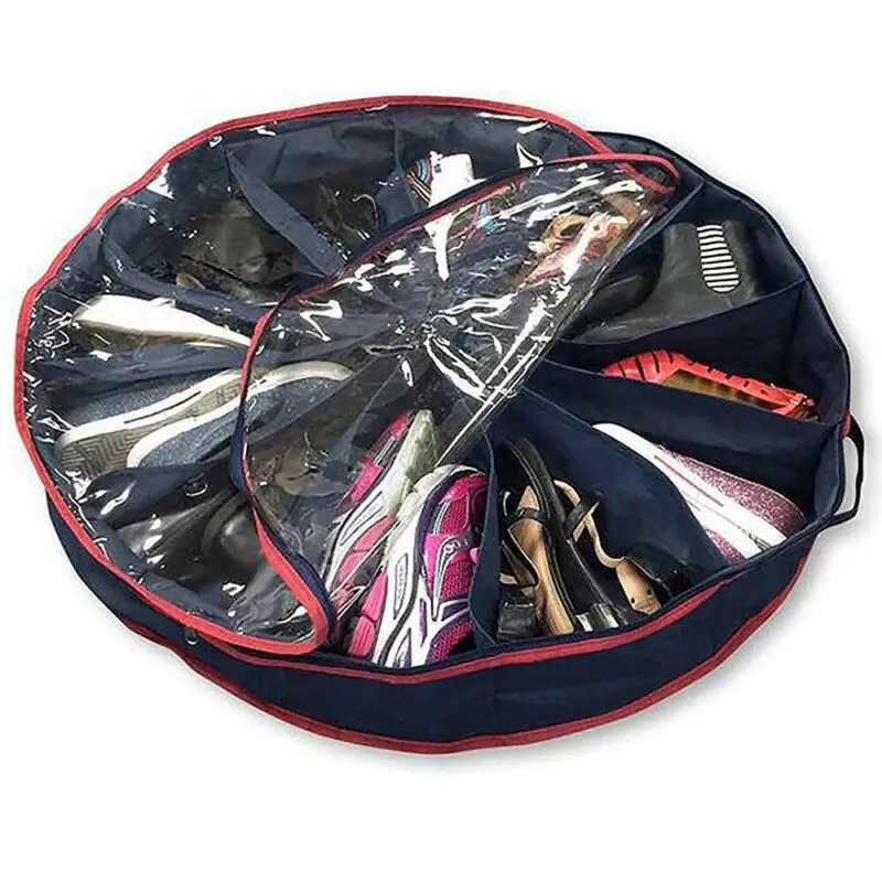

12 Pair Under Bed Shoes Round Storage Space Saving Shoe Organizer Bag Box new