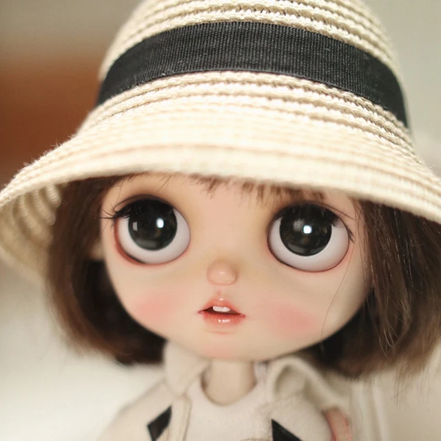 Fashion Doll House Hand-woven Straw Hat For 1/6 Doll Accessories Decoration For Blyth 2