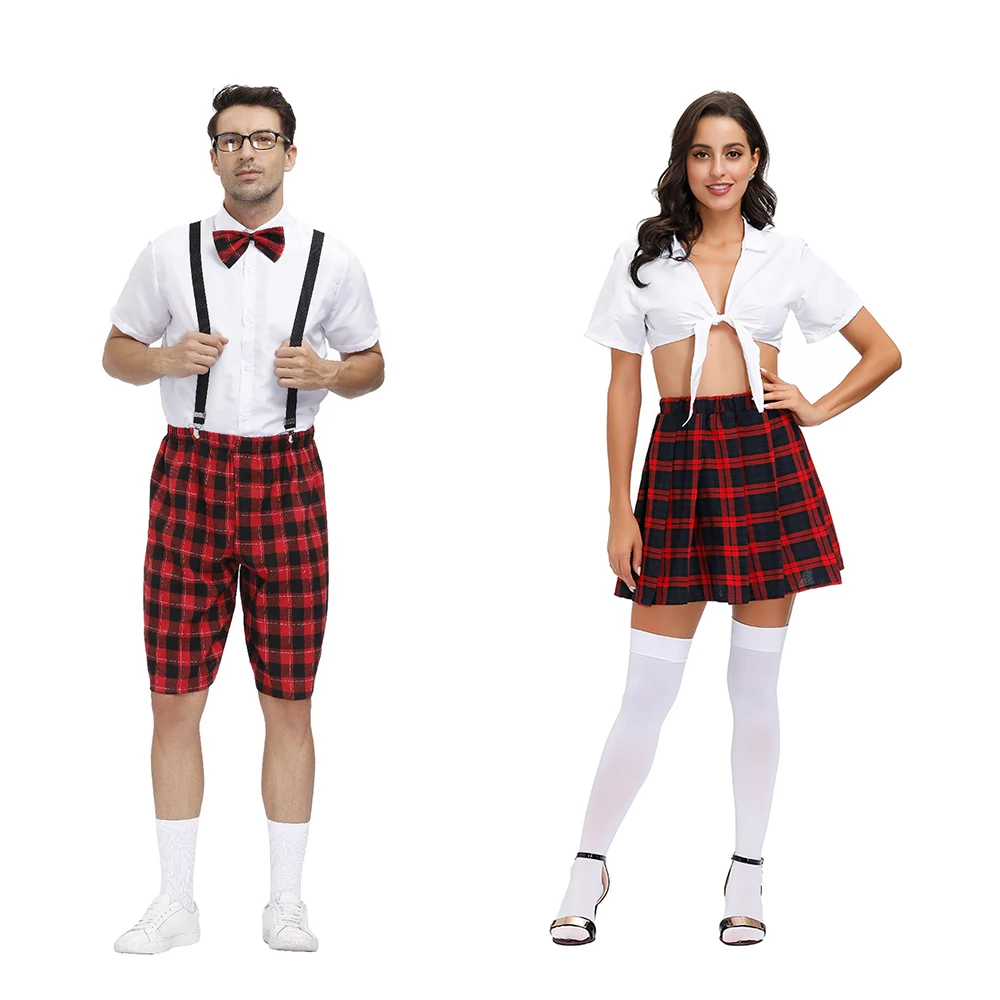 Women Checkered School Game Uniform Sexy School Girl Costume