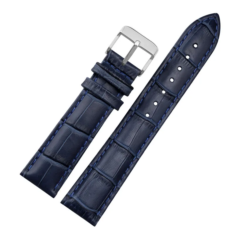 Blue Genuine Leather Watchband Strap