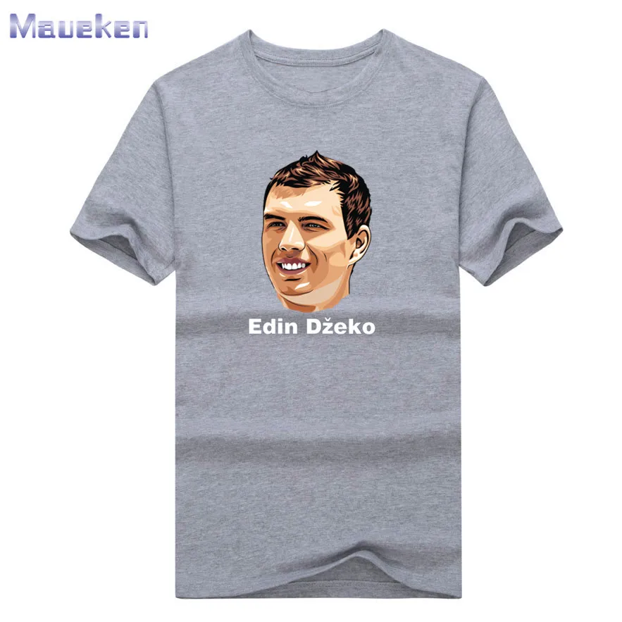 Мужские футболки Edin Dzeko head, футболка с коротким рукавом, хлопок, футболки для фанатов roma 0313-4