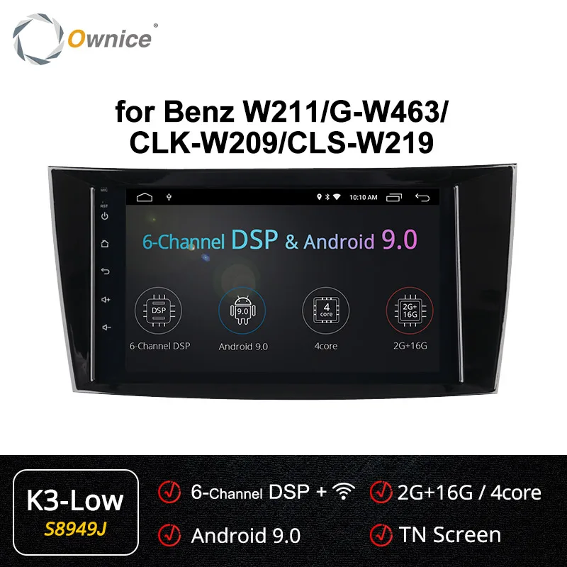 Ownice k3 k5 k6 Android 9,0 4G DSP автомобильный gps-плеер для 2001 2002-2010 Mercedes Benz E-Class W211/CLS W219/CLK W209/g-класс W463 - Цвет: S8949 K3 LOW