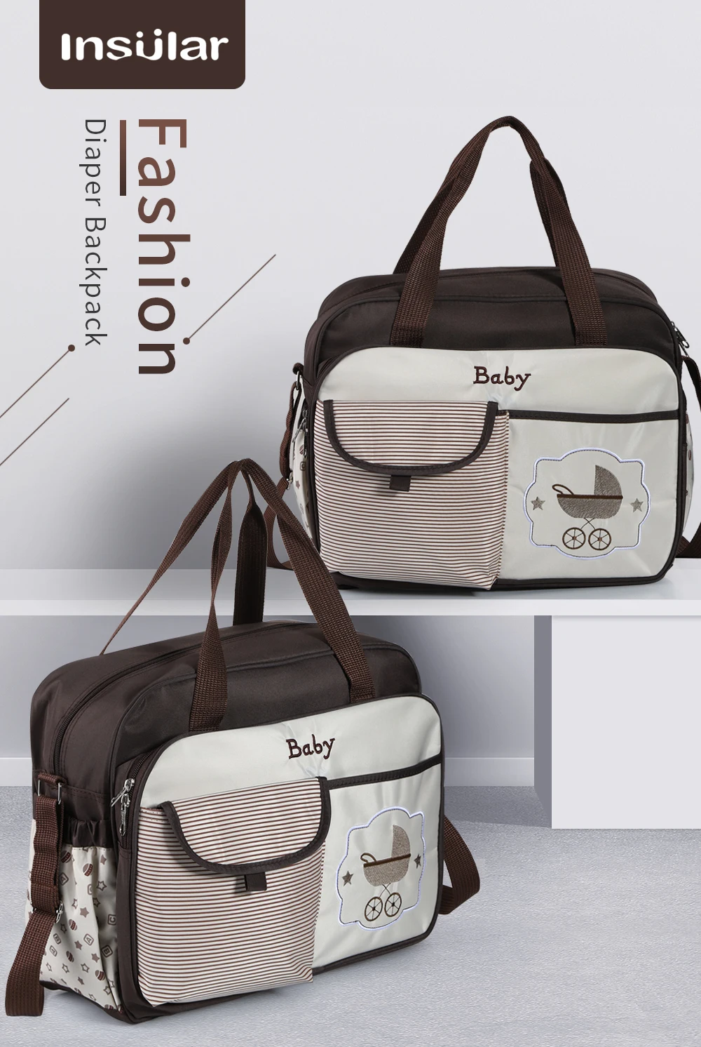 Милая сумка-мессенджер для подгузников с большой вместительностью, сумки для подгузников для мам и пап, пеленальный коврик M909
