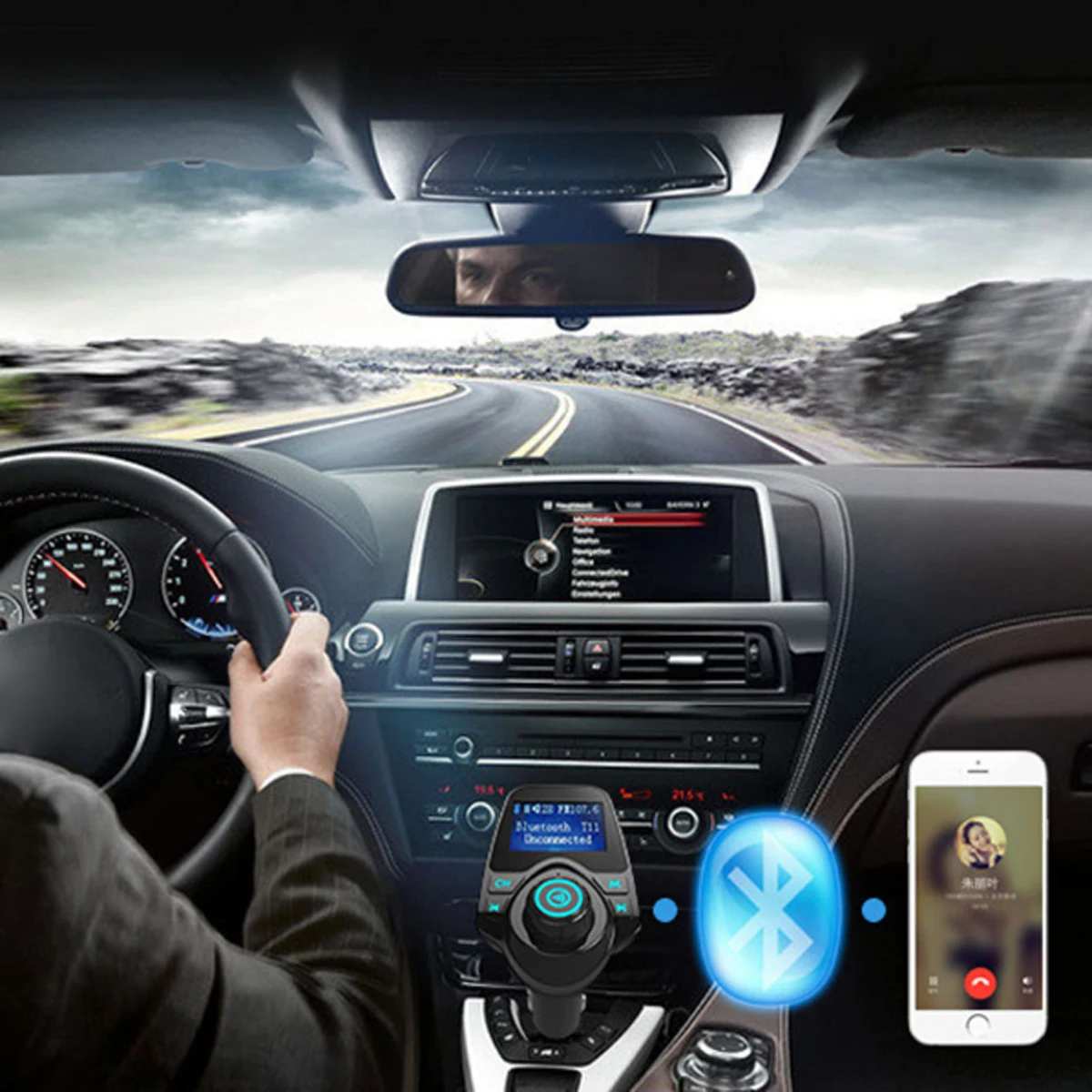 Зарядное устройство, автомобильный комплект громкой связи, Bluetooth, беспроводной fm-передатчик, ЖК-дисплей, mp3-плеер, USB зарядное устройство, автомобильные аксессуары, аудио кабель