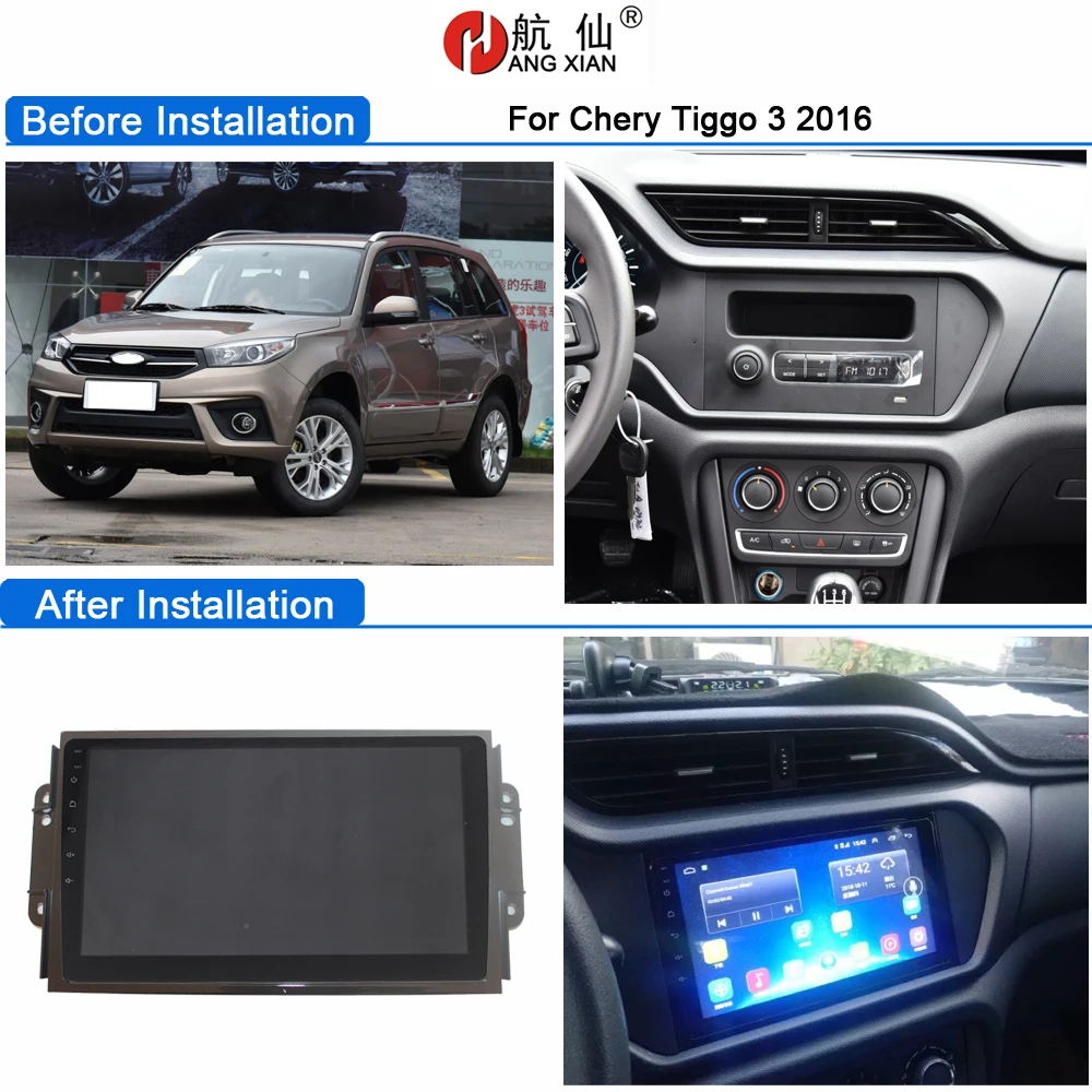 Автомагнитола HANG XIAN 9 &quot 2 din стерео для Chery Tiggo 3 2016 Android 1 dvd gps плеер с Гб ОЗУ 16 iNand