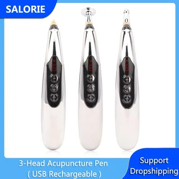 

3-Head Acupuncture Pen Laser Acupuncture Point Massage Pen Meridian Energy Pen Facial Massager Therapy Machine Muscle Stimulator