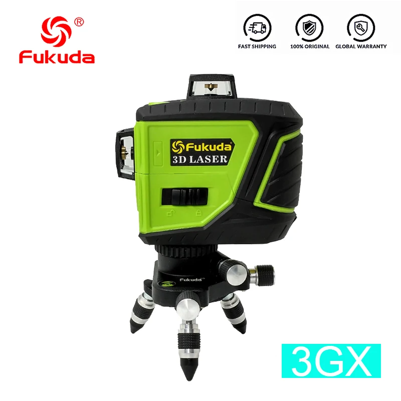 3GX Бренд Fukuda 12 линий 3D 93T-3GJ и 3GX лазерный уровень самонивелирующийся 360 горизонтальный и вертикальный крест супер мощный зеленый лазерный луч - Цвет: 3GX