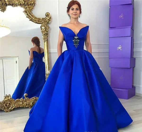 

Royal Blue Prom Dress Cheap Unique Design Pockets Backless Formal Summer Holidays Wear Evening Party Gown Custom Made Plus Size