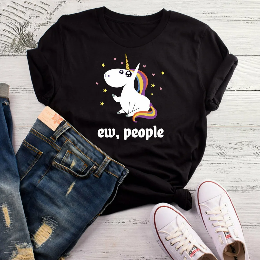 Топы с единорогом Ew People футболка забавная любовь единороги Быть Единорогом