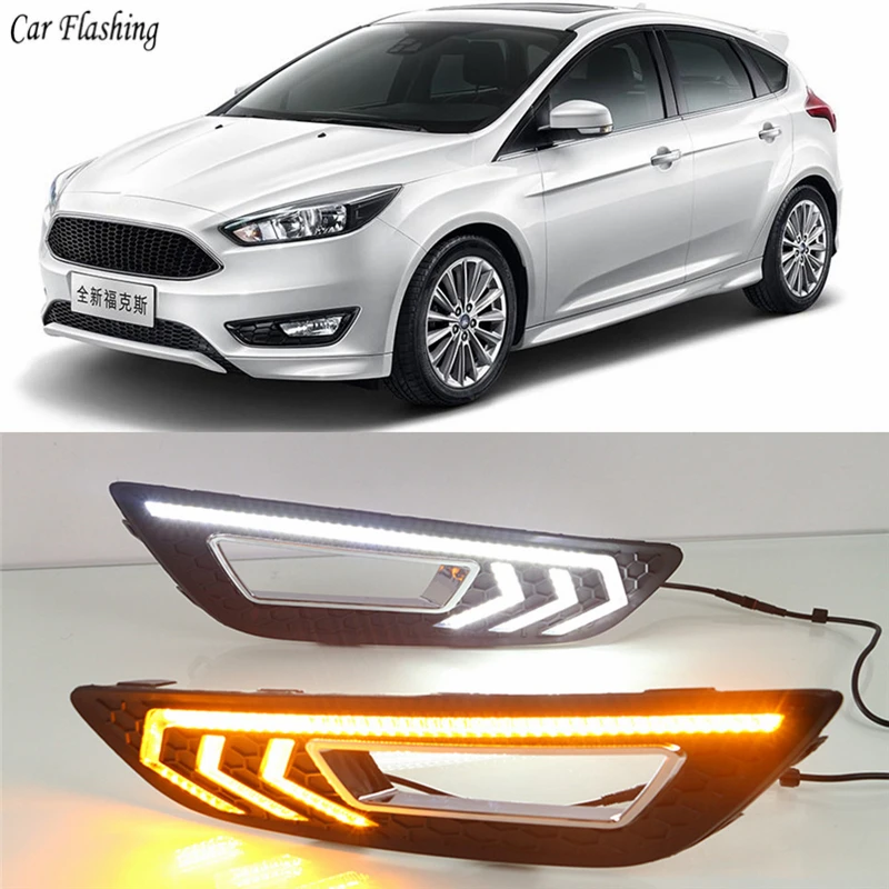 Автомобильная проблесковая 2 шт. для Ford Focus 3 mk3 2015 2016 2017 2018 светодиодный DRL