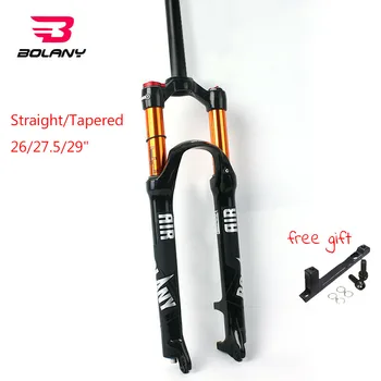 

BOLANY Suspension MTB Fork Straight Tapered 1-1/8inch 26/27.5/29'' Air Shock Forks 100mm Disc Aluminum Alloy Mountain Bike Parts