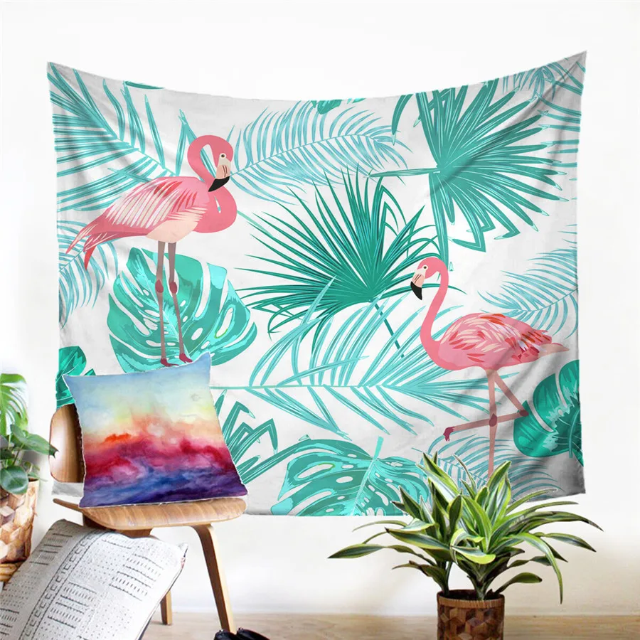 

A Flamingo Tapestry Wall Hanging Sandy Beach Picnic Rug Camping Tent Sleeping Pad Home Decor Bedspread Sheet Wall Cloth