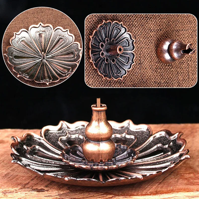 3Pcs/Set Incense Burner Lotus Censer Aluminum Alloy Stick Holder Plate Useful