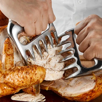 

2Pcs Only Stainless Steel Bear Claw Separator Cooked Food Sliter Chicken Fork Meat Sliter Barbecue Bbq Meat Tearing Tool