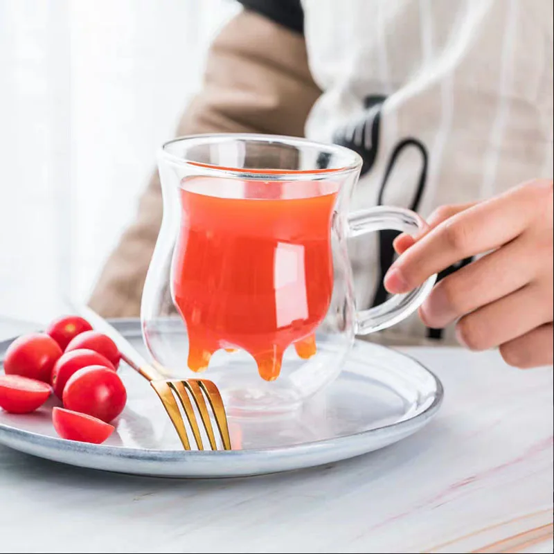 Coffee Milk Mug Double Layer Heatresistant Glass Cow Cups Clear Milk