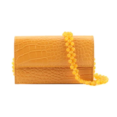 yellow large Бусины сумка через плечо на цепочке Для женщин с узором «крокодиловая кожа» Бисер Mini Stone Pattern небольшой площади сумки через плечо сумочки Дамская мода - Цвет: yellow large