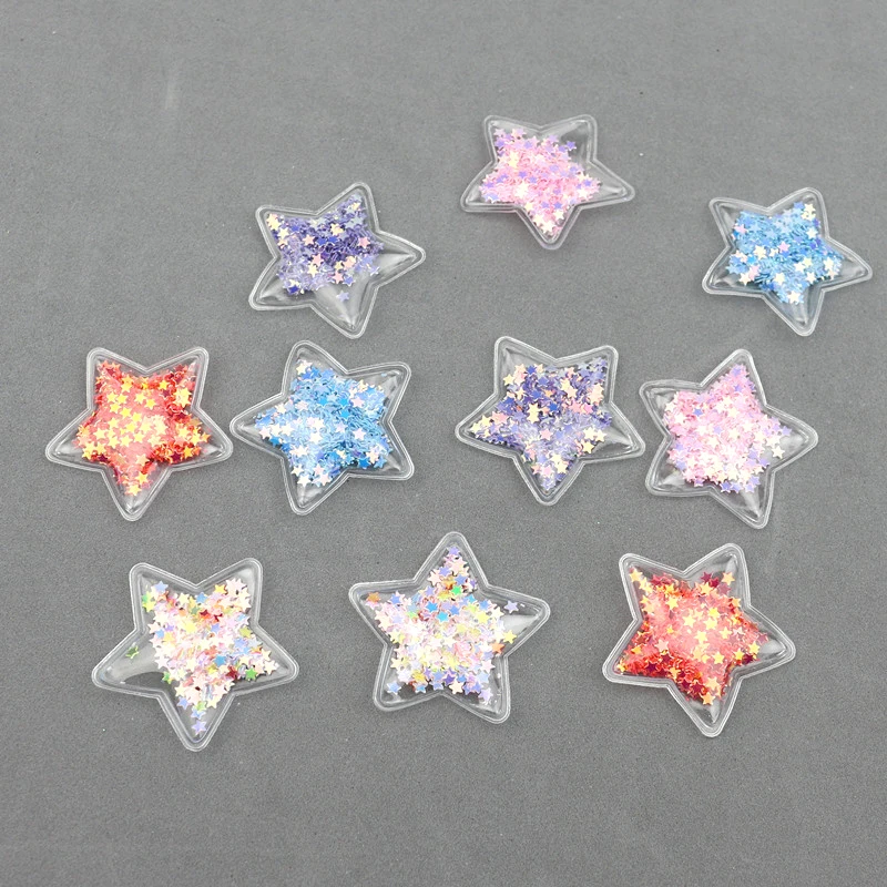 Mix-color Stars 20 шт прозрачные струящиеся зыбучие пески звезды с блестками/аппликации в виде сердца DIY принадлежности для рукоделия детские заколки для волос Аксессуары материал орнамент - Цвет: Mix-color Stars