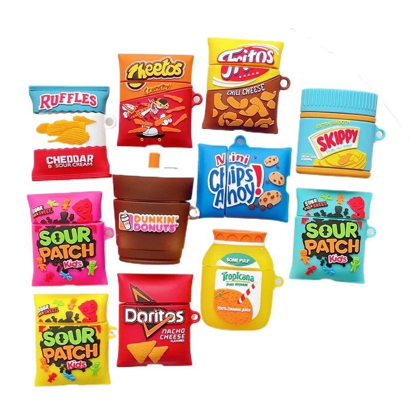 3D sweetmeat juice Potato Chips silicone Case For Apple Airpods pro cover Air pods 2 1 Wireless charging Cartoon soft Cover | Электроника