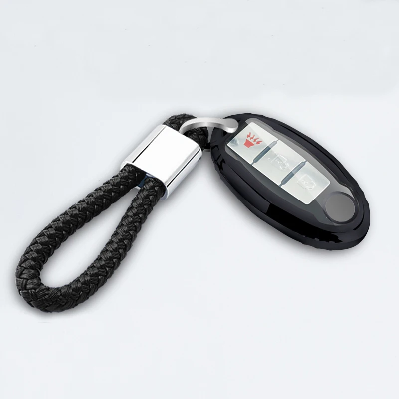 Black with chain Мягкий чехол для ключей автомобиля из ТПУ для Nissan Teana Sylphy New Tiida Qashqai X-Trail Bluebird с брелком для ключей - Название цвета: Black with chain
