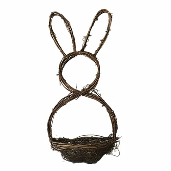 

Wedding Decoration Rattan DIY Craft Natural Twig Grapevine Rabbit Shaped Garland Hanging Wreaths Easter Shop Window Door Decor