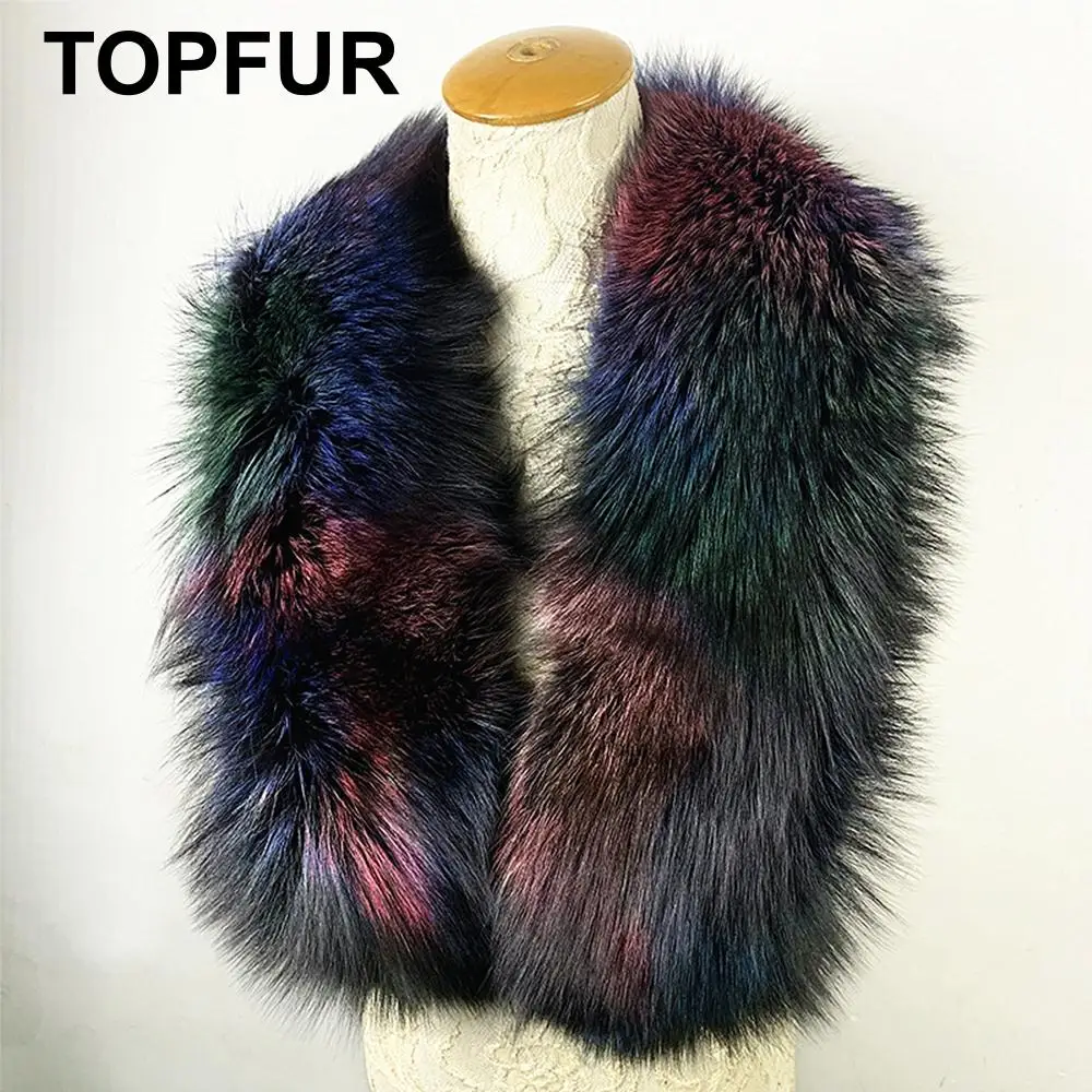 TOPFUR, новая мода, зимняя женская шаль, цветной длинный шарф, женский шарф из натурального меха, натуральный Лисий мех, одноцветные роскошные шарфы для женщин