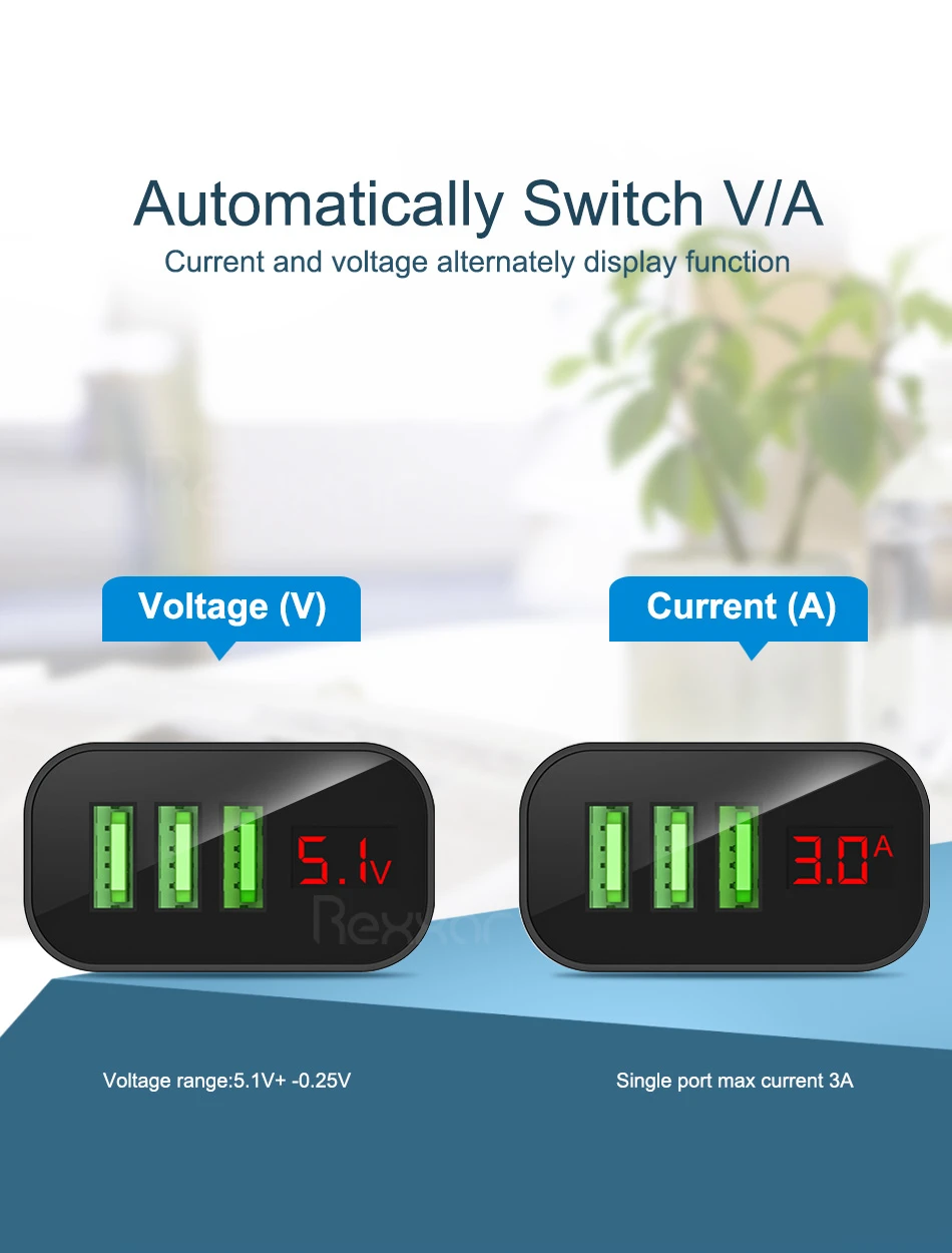 USB зарядное устройство светодиодный цифровой дисплей 3 порта USB зарядное устройство для телефона быстрое дорожное настенное зарядное устройство для iPhone samsung Xiaomi зарядный адаптер EU