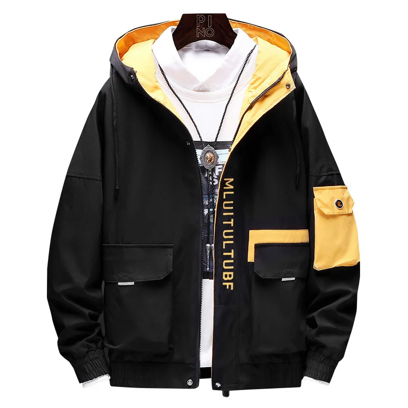 

New Jacket Men Men's Contrast Hooded Jacket Large Size Men's Wear bomber jacket jacket men mens coats and jackets