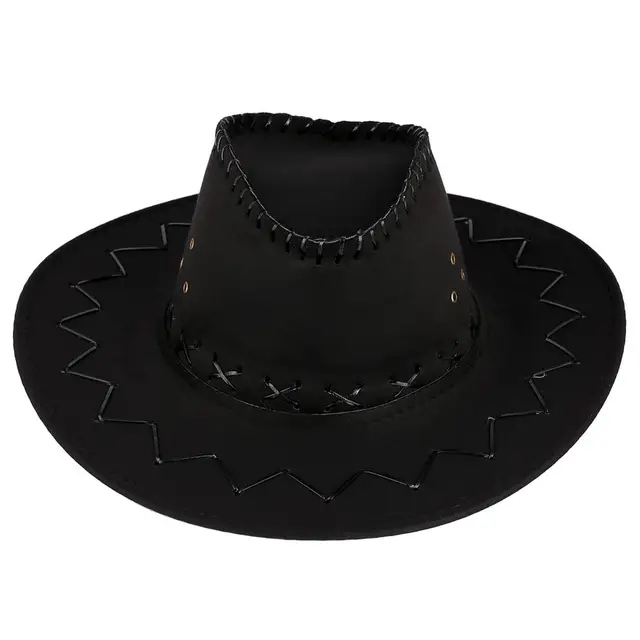 black flat top cowboy hat