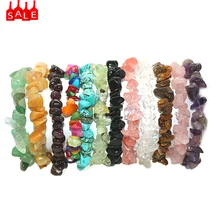 Натуральный драгоценный камень 5-8 мм чип бусины эластичный браслет Исцеление Re iki чакра счастливые браслеты с амулетами для женщин мужчин веревочный браслет# ZH