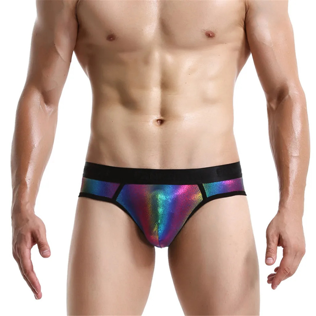 

Men Sexy Underwear Briefs Underpants Splicing Rainbow Transparent Shorts Panties Briefs Underpants Gay Men Underwear Briefs Male