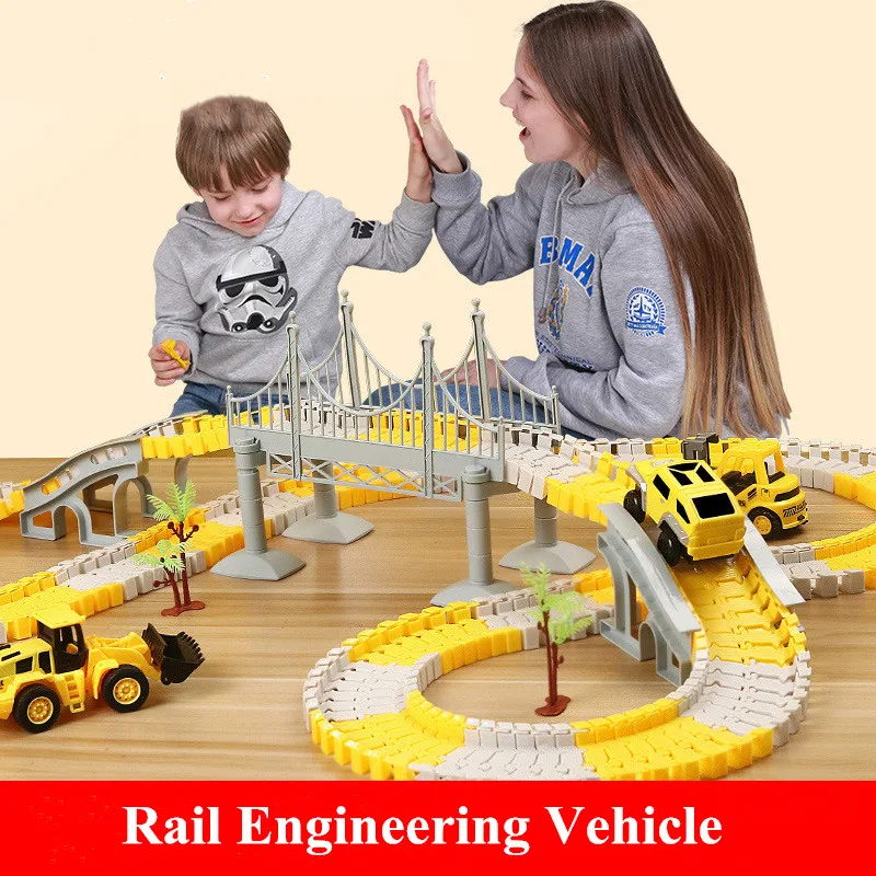 Kids Electric Track Toy Engineering Mini Car Set Puzzle Boy Toys Track Car Train Toys for Children Birthday Christmas Gifts