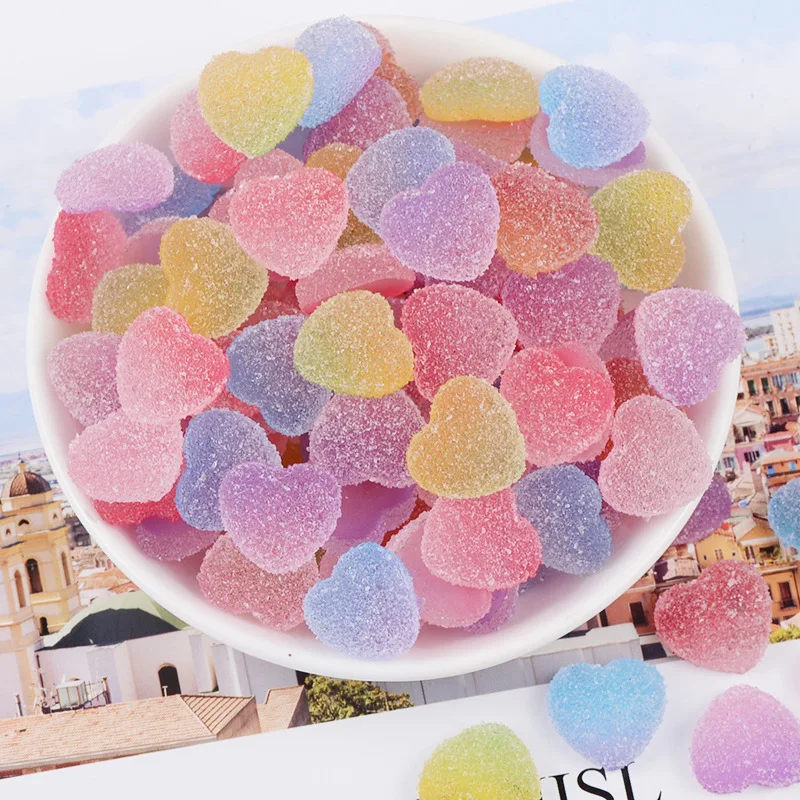 

YUYU 10Pcs/lot Fake Candy Resin Cabochon Flatback Heart Shape Simulation Food DIY Scrapbooking Embellishment Decoration Craft