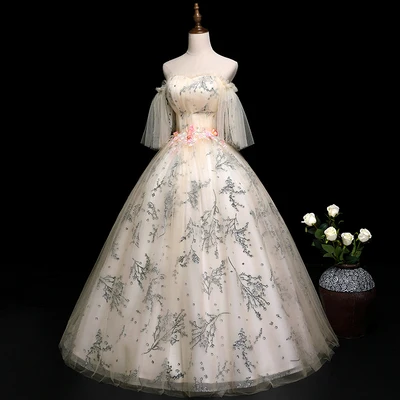 

100%real light champagne ball gown long dress vintage medieval dress Renaissance princess Victoria dress