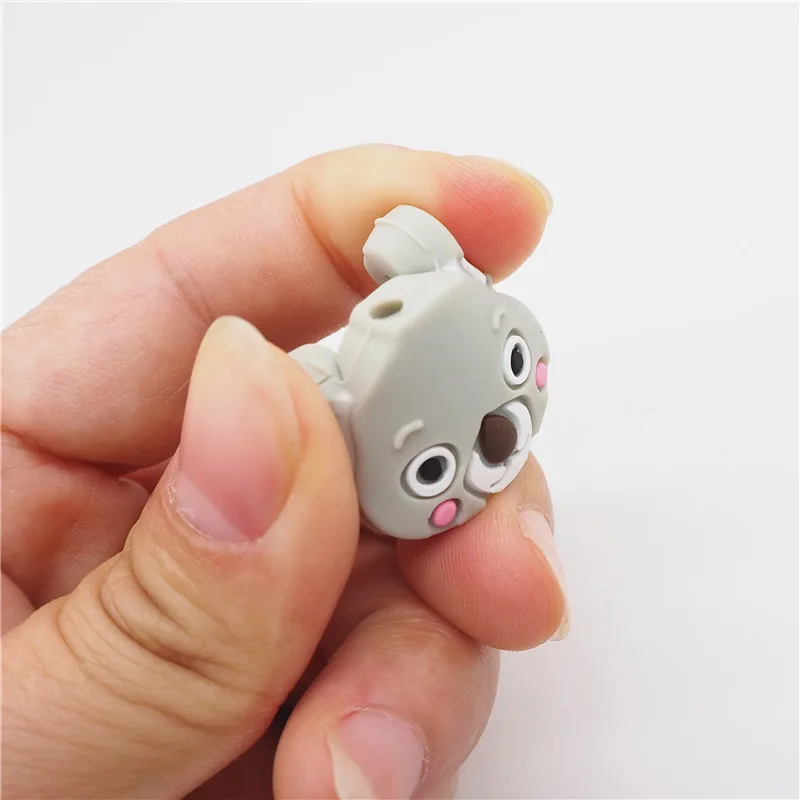 Chenkai 10PCS Silicone Koala Teether Beads DIY Animal Teething Necklace Beads For Baby Dummy Cartoon Pacifier Toy Accessories