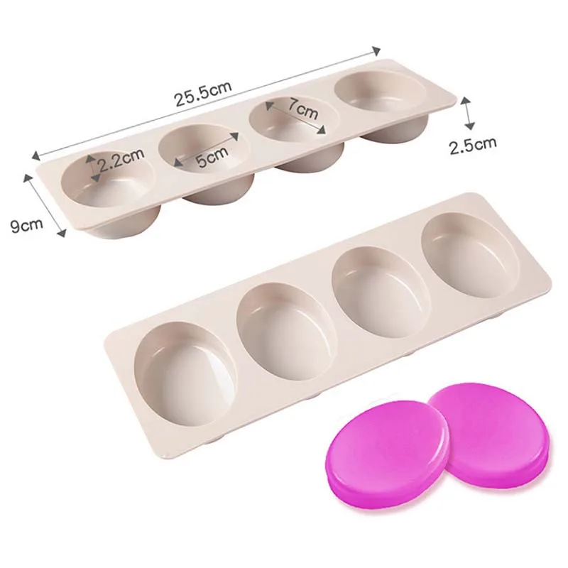 4 Cavity Soap Molds Silicone Mold for Making Handmade Soap Lotion Bar  Rectangle Oval Round Reusable