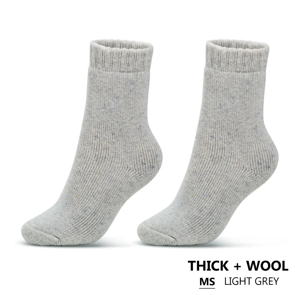 women light grey 1 пара зимних теплых носков для мужчин и женщин, одноцветные толстые шерстяные носки из кроличьей шерсти, теплые хлопковые мужские носки для снега и холода, Meias - Цвет: women light grey