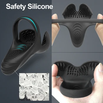 3 in 1 Vibrator Penis Perineum Sex Toys for Men Silicone Cock Rings Testicle Trainer Scrotum Stimulator Massager Cockring 4