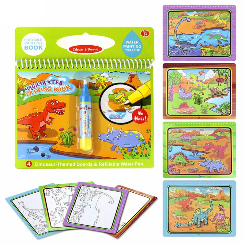 Многоразовая Волшебная водная книга для рисования, книга-раскраска, ручка для рисования из мультфильма, игрушки для рисования, доска для рисования для детей, подарок на день рождения