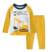 Новая модная детская Домашняя одежда детская одежда Комплекты из двух предметов из чистого хлопка для мальчиков детские пижамы для мальчиков