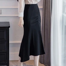 Faldas Mujer Moda, новинка, черные кружевные юбки на молнии, женская красная юбка с высокой талией, женская одежда, Falda Spodnica Jupe Femme