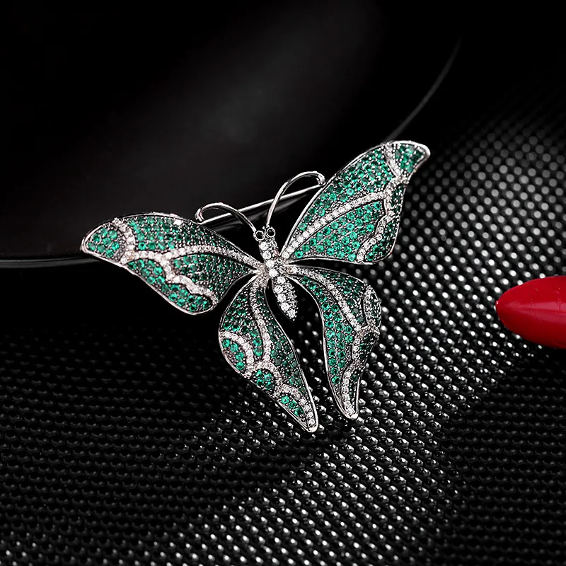 French Fashion Romantic Wedding Corsage Jewelry for Women Micro Pave Cubic Zirconia Statement Butterfly Brooches Pins