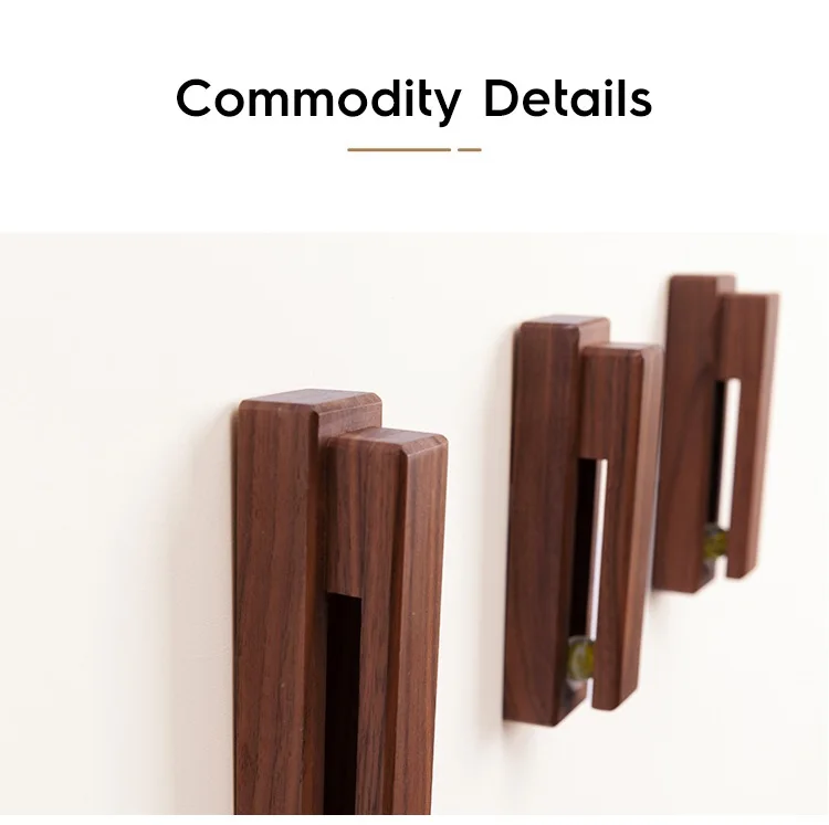 Description Picture 6 of itemNordic Walnut Beech Towel Hook Strong Viscose Wall Hanging Door Wooden Creativity Hook Free Punching Bathroom Home Hotel Storage