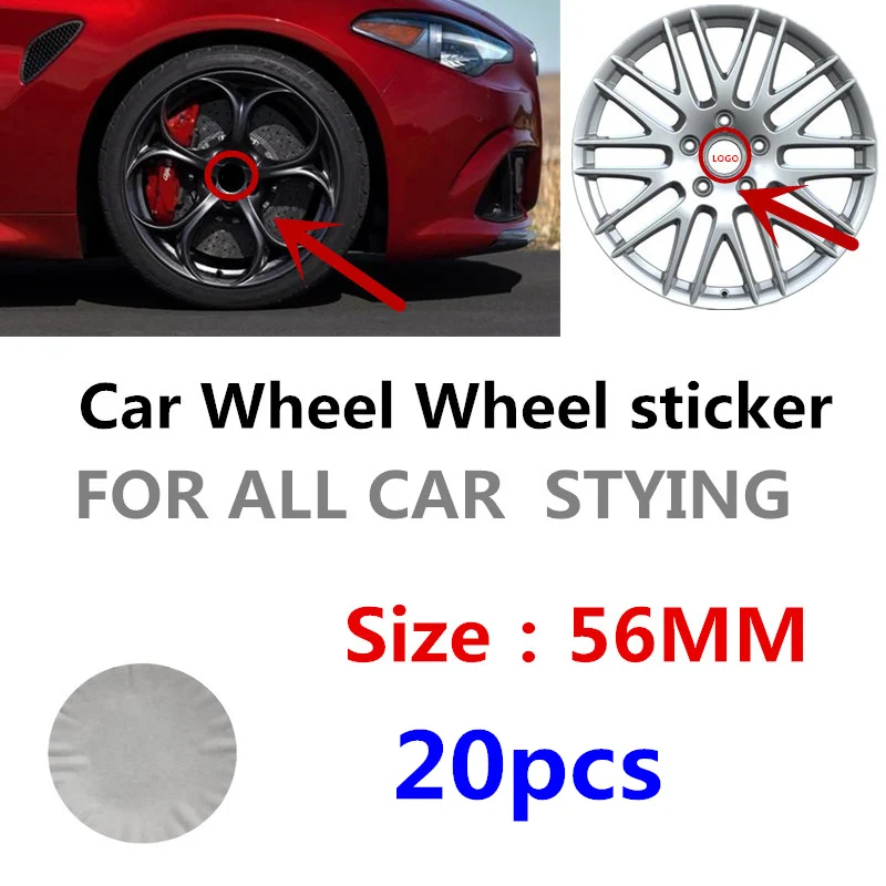 

For Ford Mustang 20pcs Car Styling New 56mm aluminum Horse Flag Car Wheel Center Hub Cap Sticker Emblem Badge Sticker Accessorie