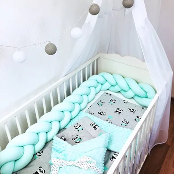 

2M/1M/3M Baby Bed Bumper Baby Braided Crib Bumpers for Boys Girls Baby Cot Bumper Knot Braid Crib Protector Room Decor