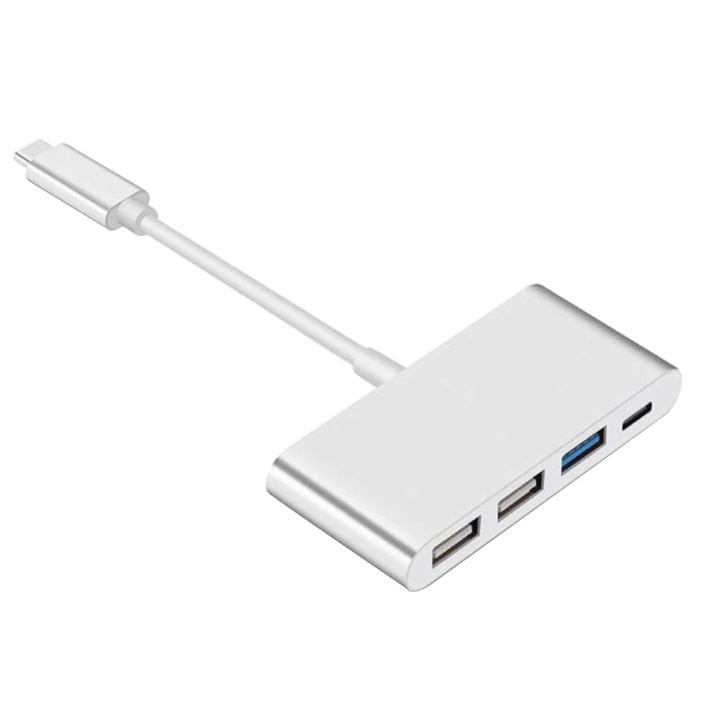 Silver Elisona, 4 в 1, несколько типов C, USB 3,0, USB, 2,0, USB-C, OTG концентратор, зарядка, конвертер, адаптер для MacBook, ноутбука, планшета, ПК - Цвет: Silver