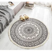 Чистые тканые коврики, современный минималистичный ретро-ковер, круглый коврик для спальни, гостиной, дивана, журнального столика, круглый коврик для кровати