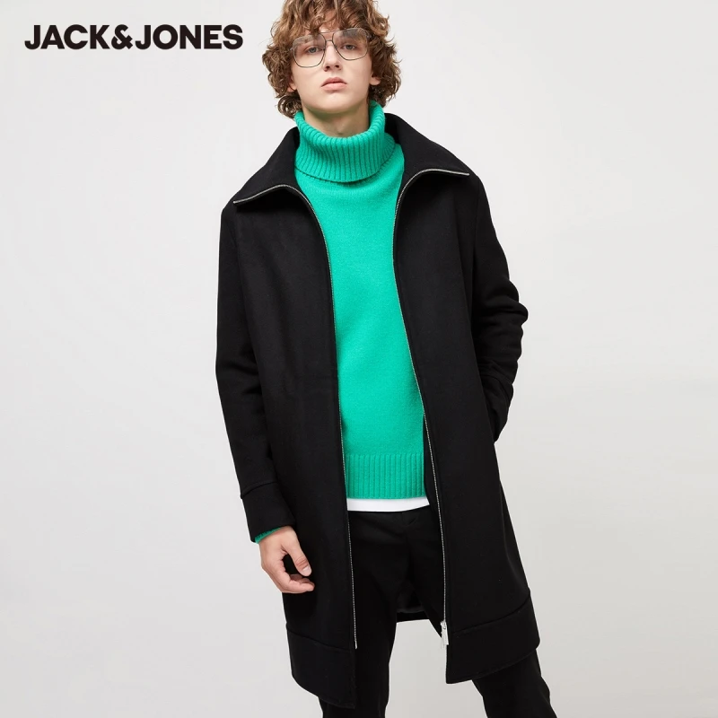 JackJones Men's Mid length Business Casual Turn down Collar Woolen Overcoat  | 219427524|Wool \u0026 Blends| - AliExpress