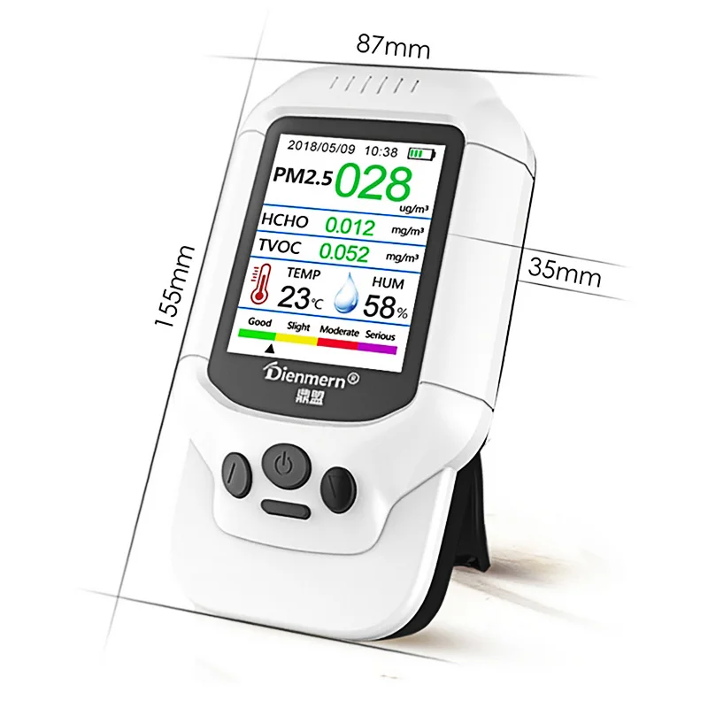 Портативный pm 2,5 Датчик качества воздуха монитор HCHO TVOC PM1.0 PM2.5 PM10 детектор Портативный Температура Влажность бытовой счетчик